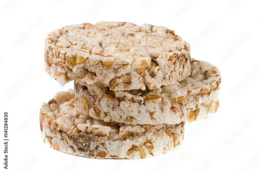 stack of grain crispbreads isolated on white background stack of grain crispbreads isolated on white background
