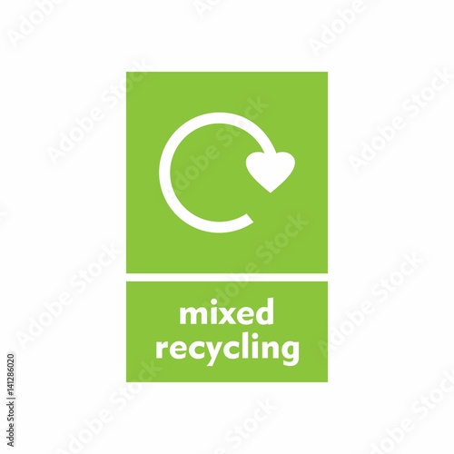 Mixed recycling sign vector design isolated on white background