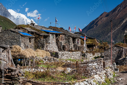 Remote village in high Himalalya mountains
