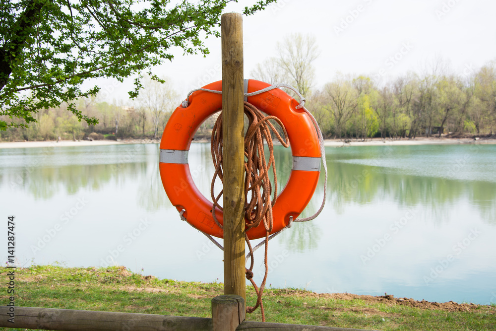  life preserver, orange life buoy