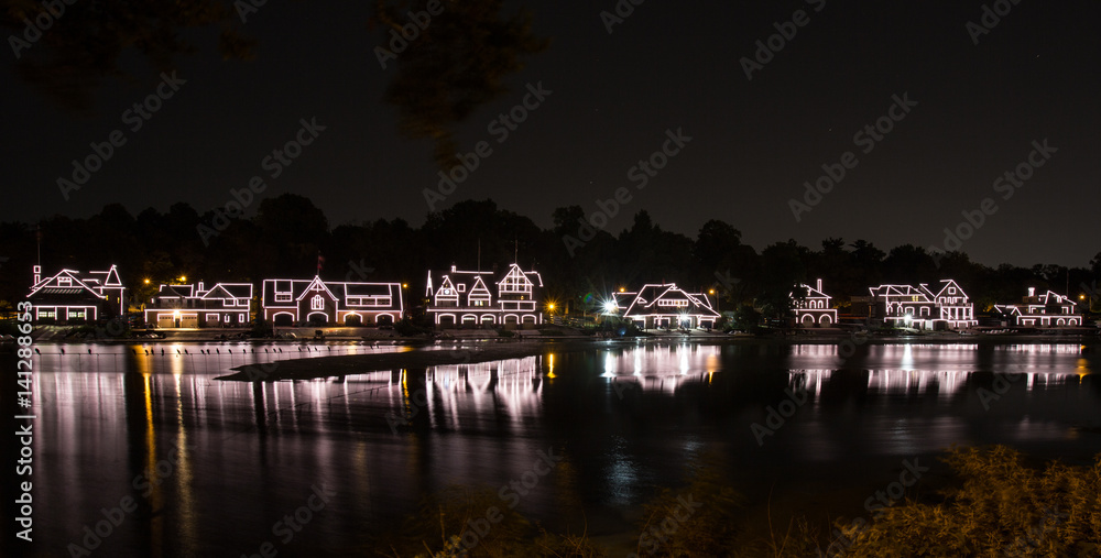 Boathouse Row in Philadelphia as the famous historical landmark.