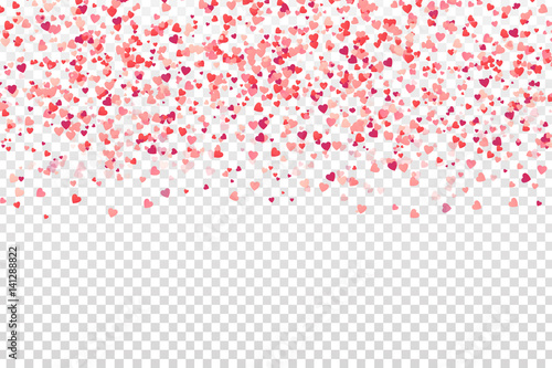 Vector heart confetti on the transparent background.