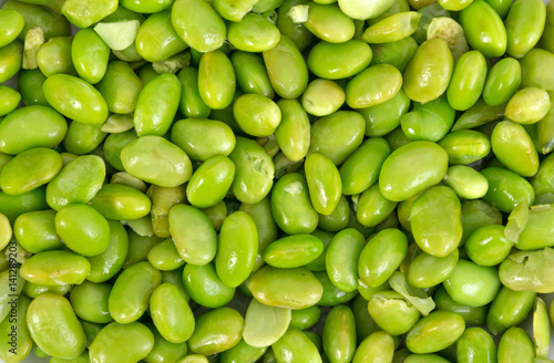 edamame beans background closeup high angle view photo