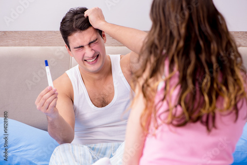 Man husband upset about pregnancy test results