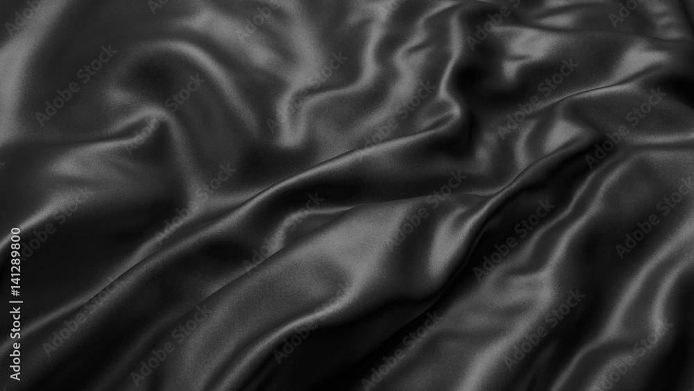 Background with black silk. Graphic illustration. 3D rendering.