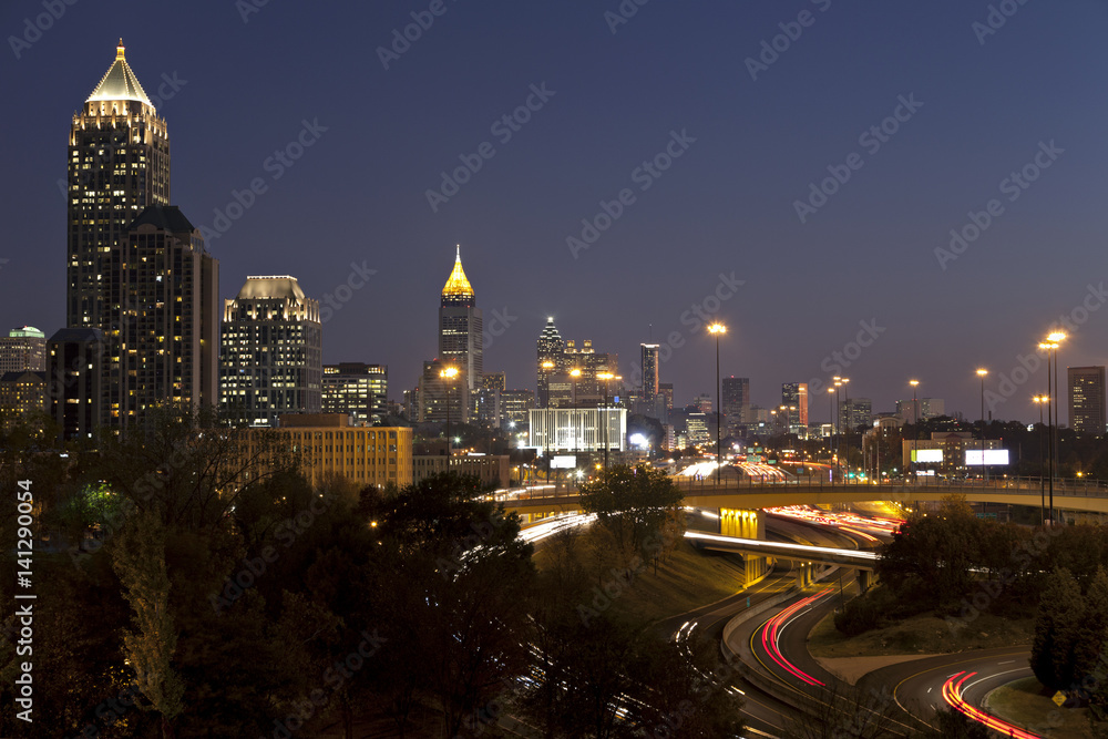 Atlanta skyline at dusk