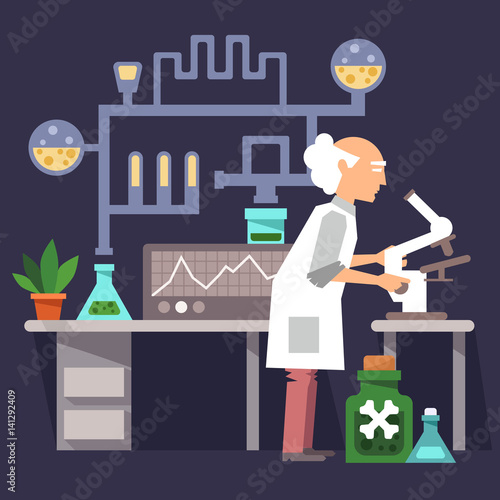 Scientist at work. vector illustration