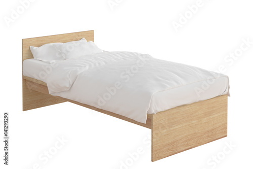 Twin size bed isolated photo