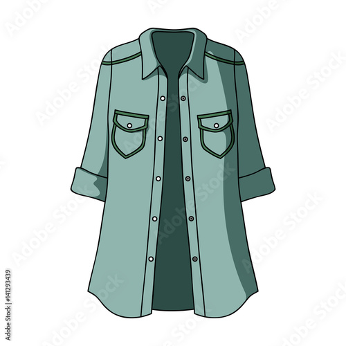 Green Women's jacket with buttons and short sleeves. Casual wear for the stylish woman.Women clothing single icon in cartoon style vector symbol stock illustration.