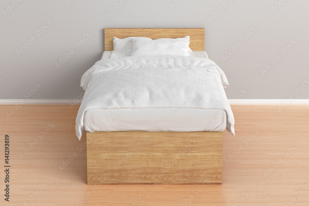Twin size single bed in interior - obrazy, fototapety, plakaty 