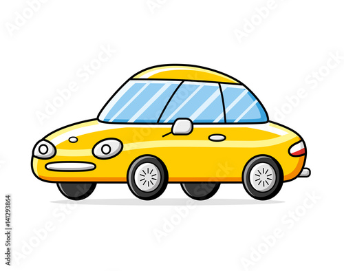 Yellow luxury sports car isolated.