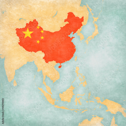 Canvas Print Map of East Asia - China