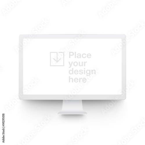 White vector clay render monitor mock up.