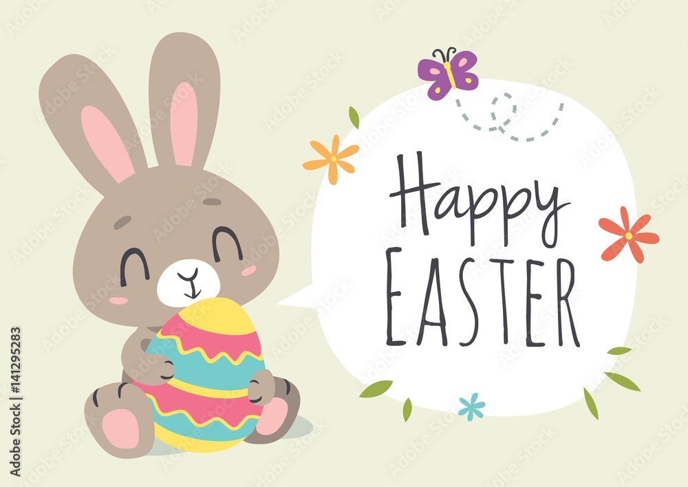 vector cartoon style easter bunny greeting card vector cartoon style easter bunny greeting card