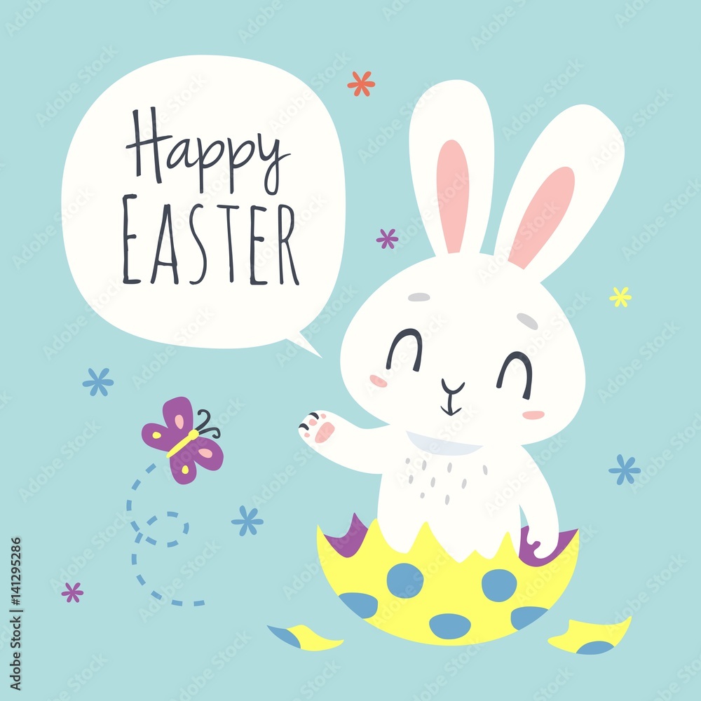 vector cartoon style easter bunny greeting card vector cartoon style easter bunny greeting card