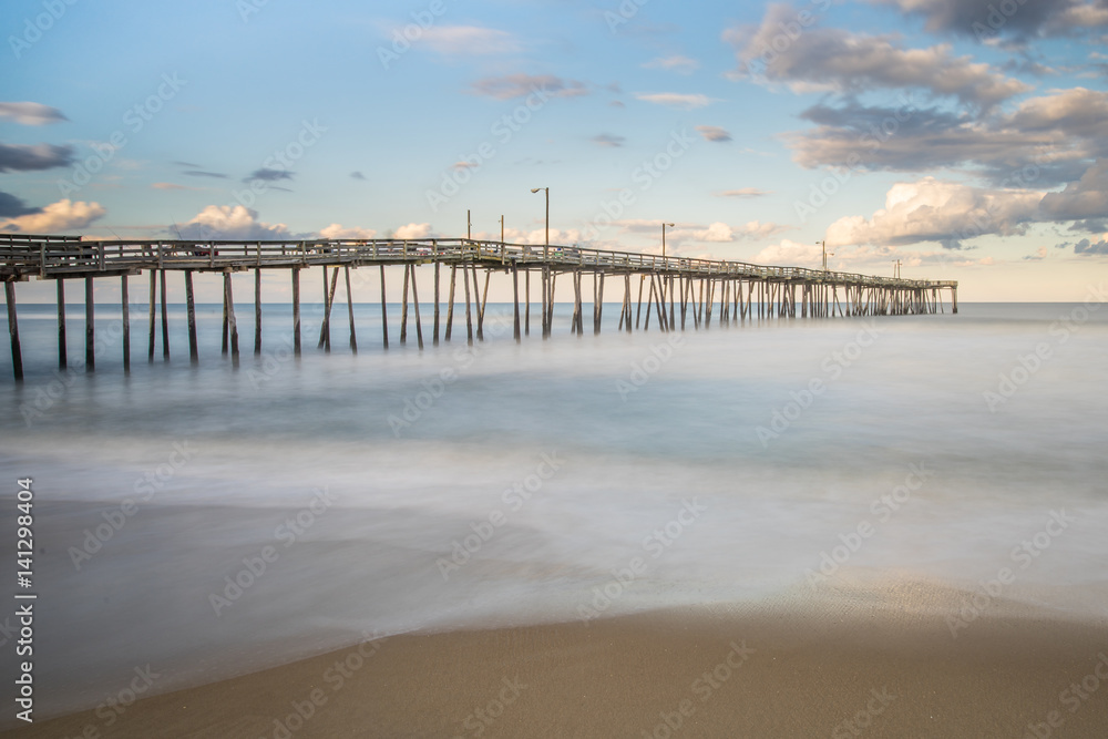 Long Wooden Fishing Pier in the Outer Banks of North Carolina