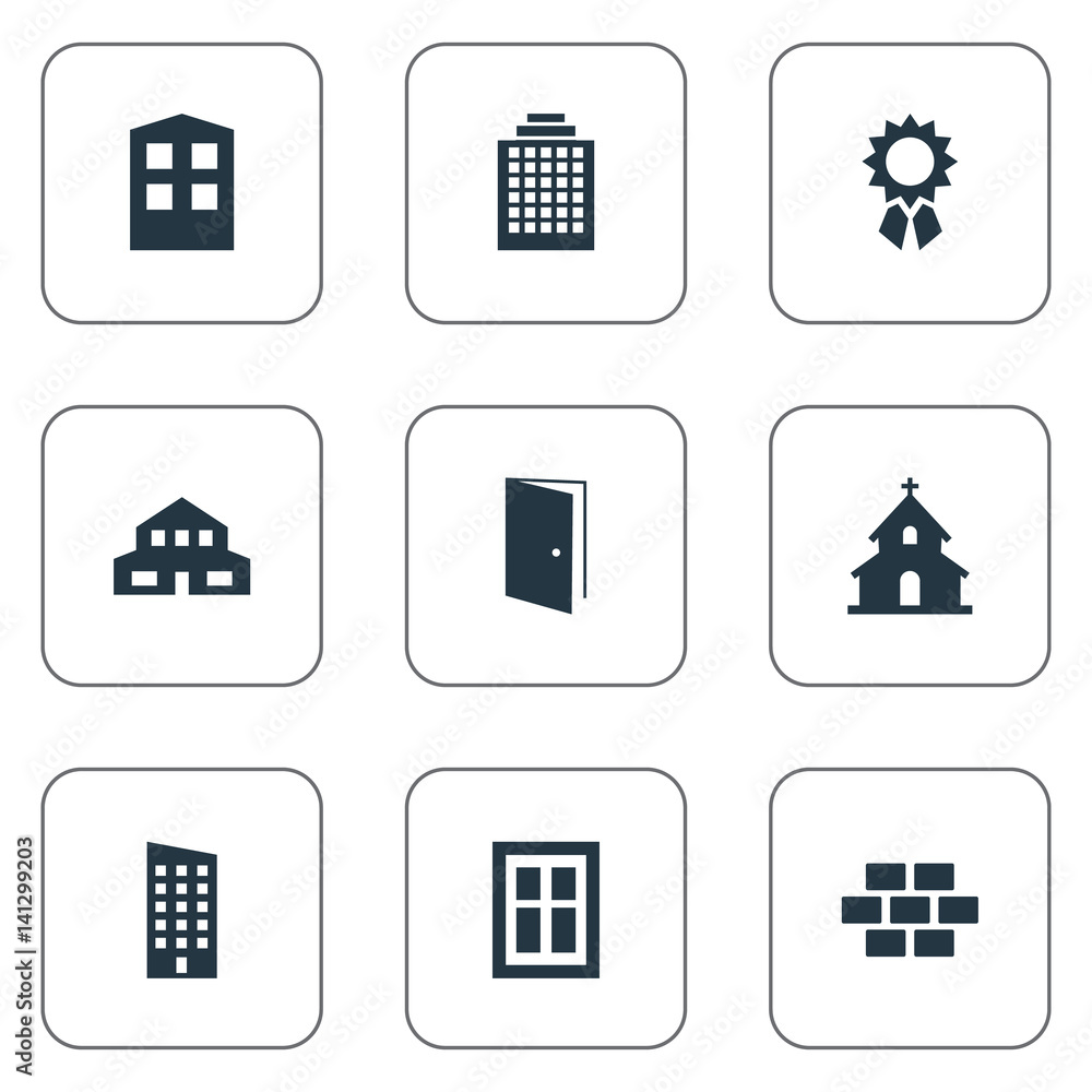 Vector Illustration Set Of Simple Construction Icons. Elements Floor