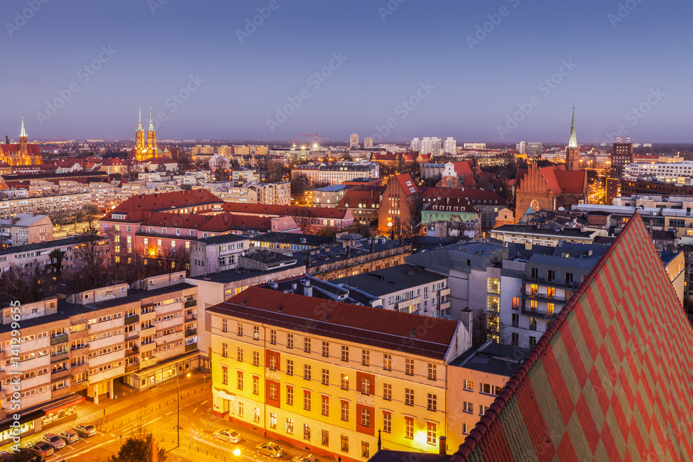 Aerial panorama of Wroclaw