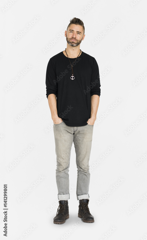Caucasian Man Peaceful Standing Caucasian Man Peaceful Standing