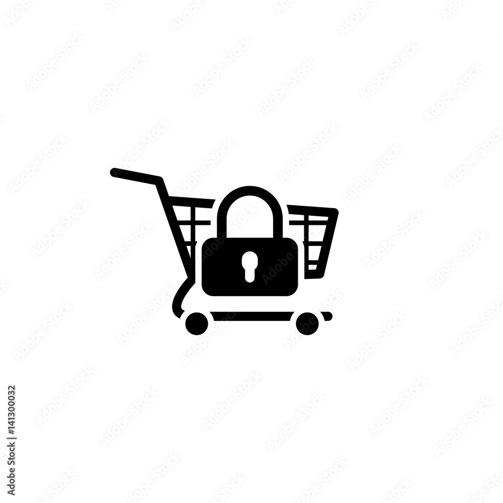 Secure Shopping Icon. Flat Design. Secure Shopping Icon. Flat Design.