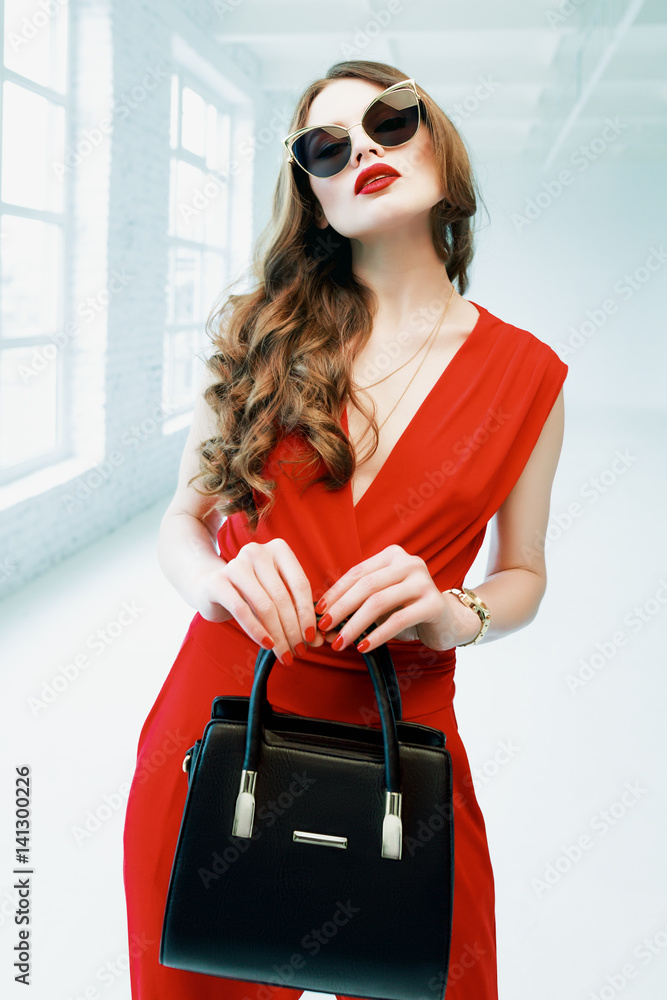 Teen girl with purse stock image. Image of portrait, brown - 29209299