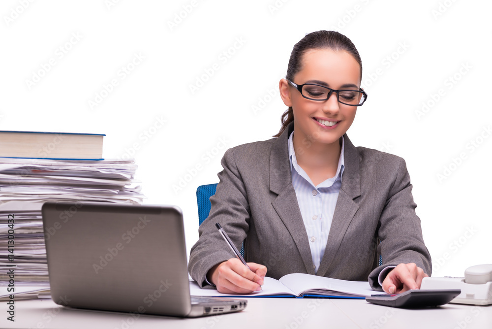 Young businesswoman in office isolated on white Young businesswoman in office isolated on white