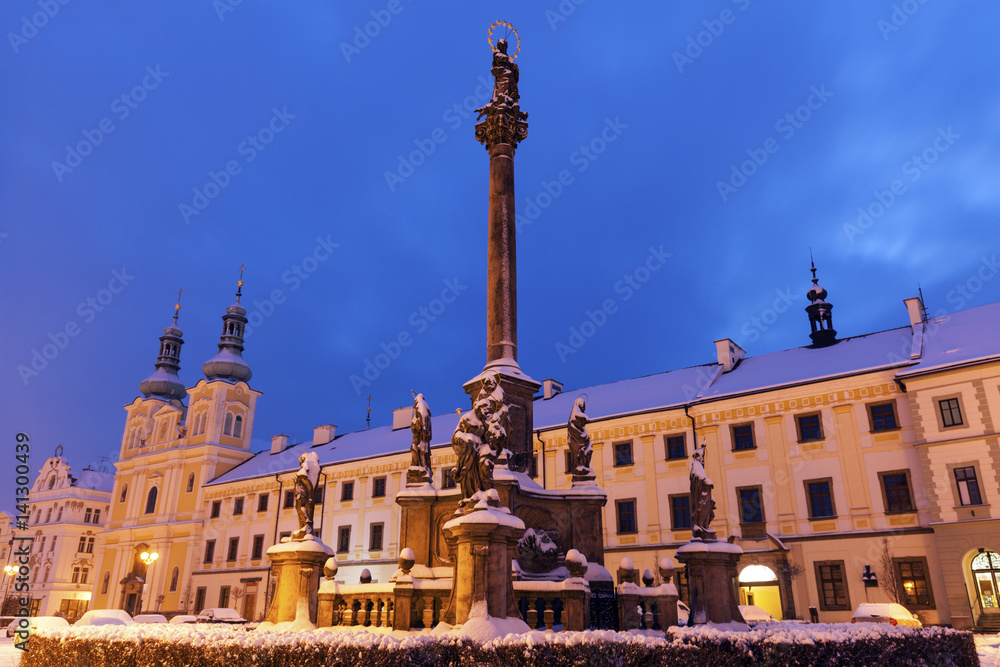 Plague column on Main Square in Hradec Kralove