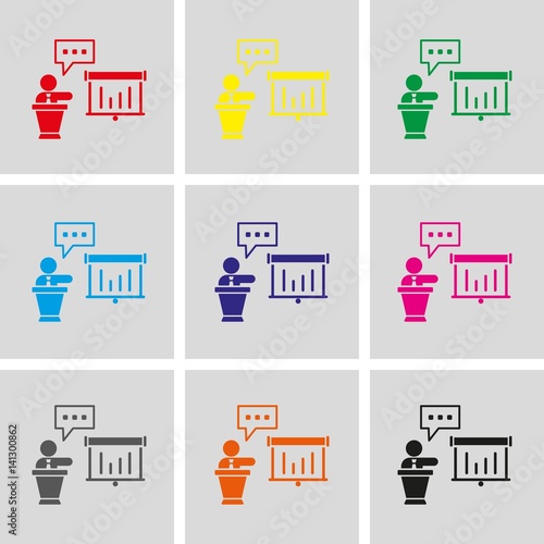 lectern with microphone icon stock vector illustration flat design