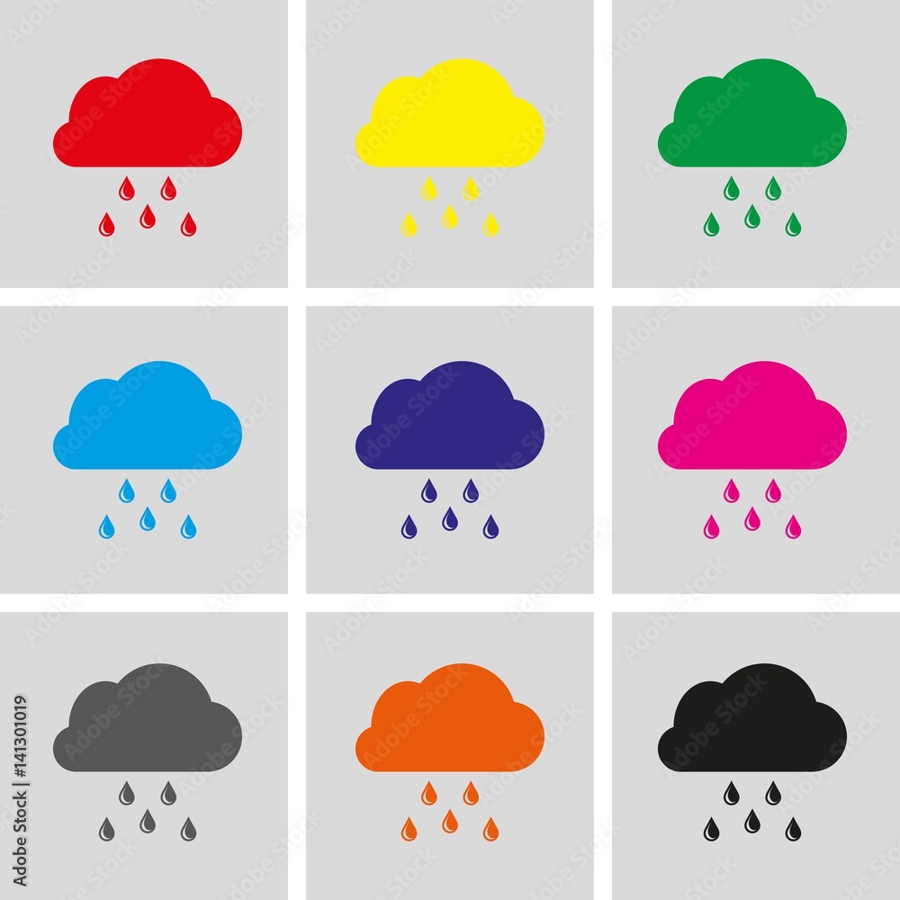 cloud with rain drops icon stock vector illustration flat design cloud with rain drops icon stock vector illustration flat design