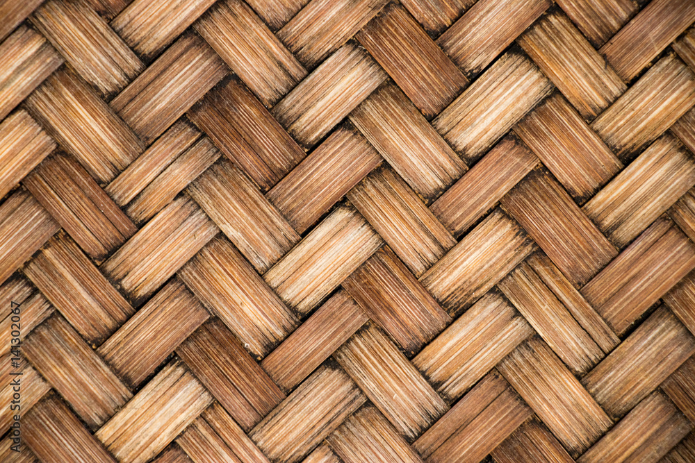 Closed up of brown color wooden weave texture background - obrazy, fototapety, plakaty 