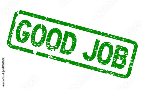 Grunge green good job square rubber seal stamp