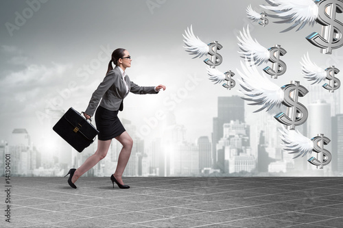 Fotografie Businesspeople chasing angel investor funding