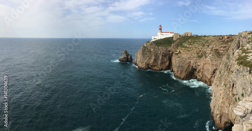 Panorama of Cape St. Vincent Lighthouse in Portugal