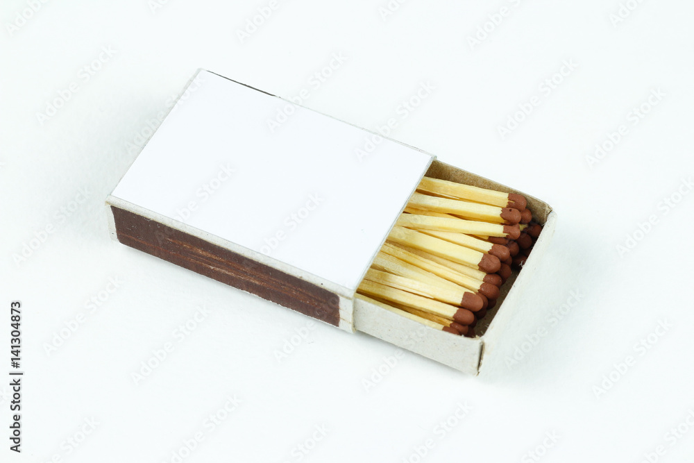 Closeup outdoor white boxes of matches. Isolated on white background