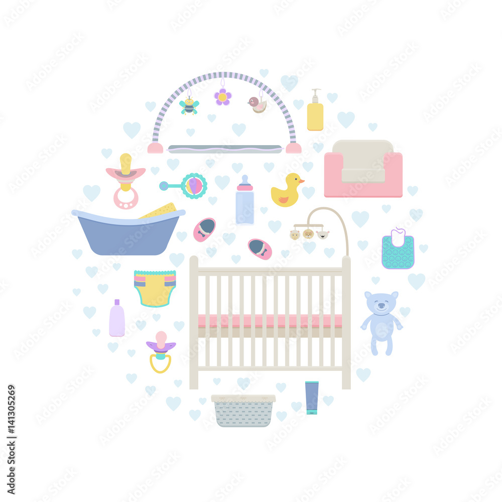 Vector elements for baby set Vector elements for baby set