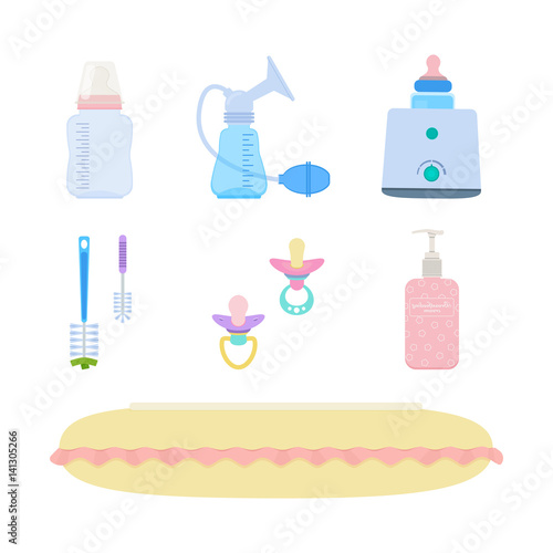 Breastfeeding vector set on white