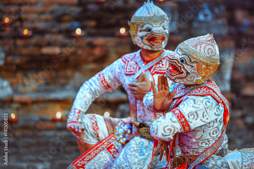 Obraz na plátne Khon masked dance drama of Thailand, Khon is traditional dance drama art of Thai