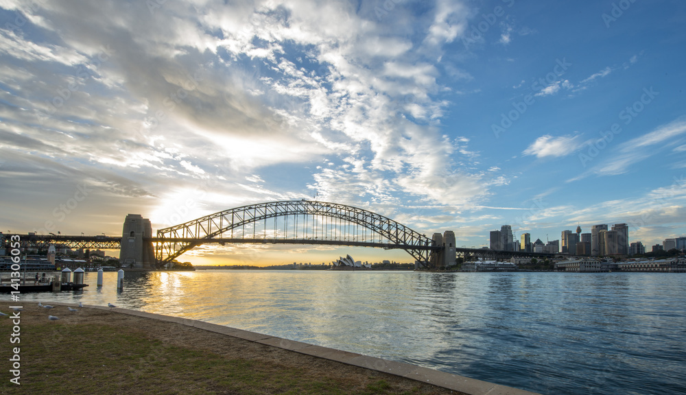 Sunrise from Sydney Harbor bridge. Sunrise from Sydney Harbor bridge.