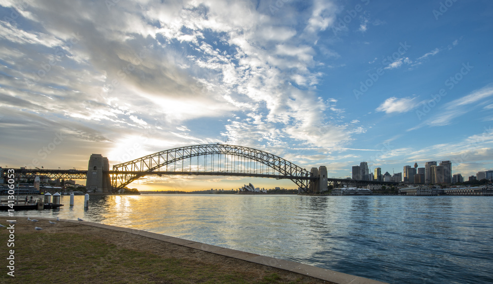 Sunrise from Sydney Harbor bridge.