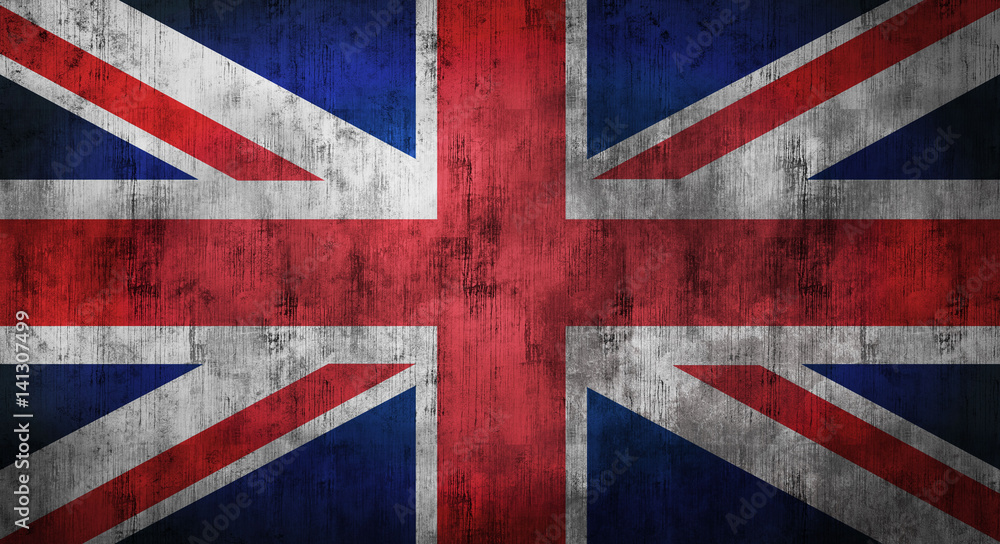Fototapeta premium Grunge crumpled english flag. 3d rendering