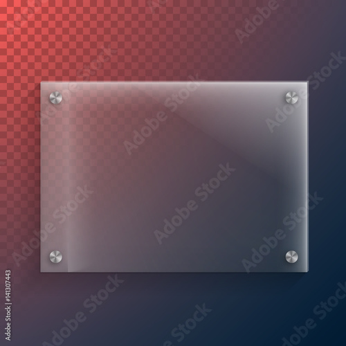 Illustration of Realistic Vector Glass Plate Mockup Set. Vector Plastic Frame Isolated on Transparent Background