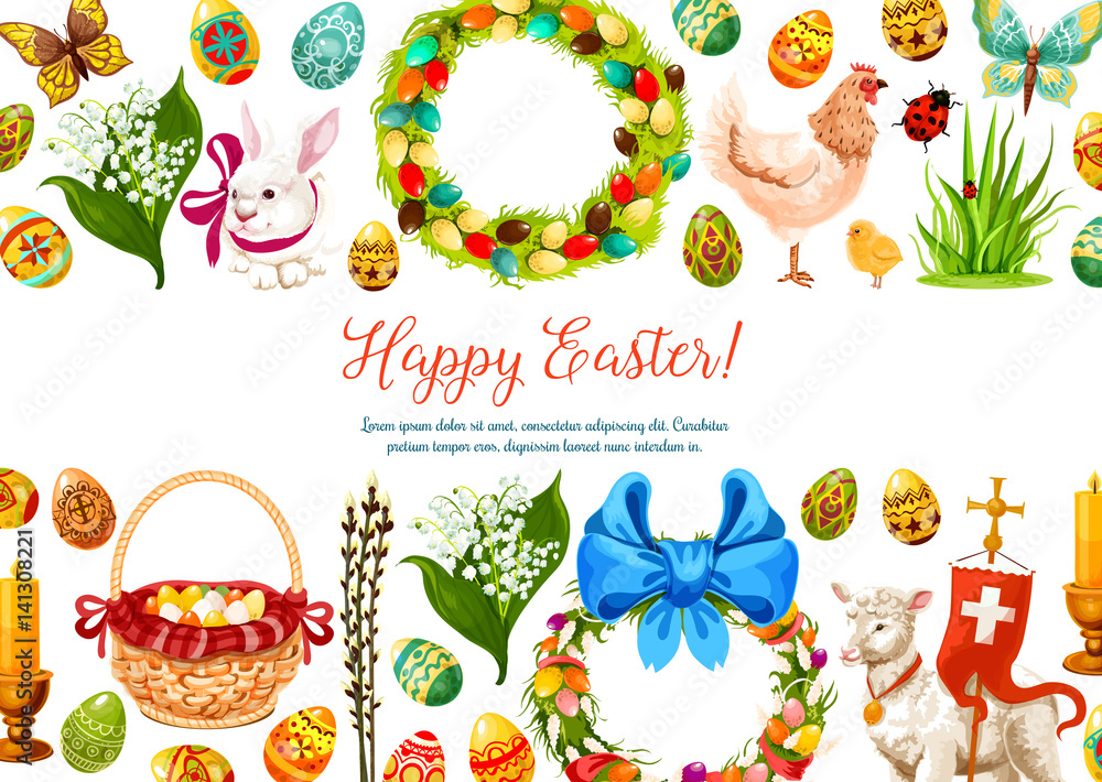 Fototapeta premium Vector paschal geeting card for Easter design