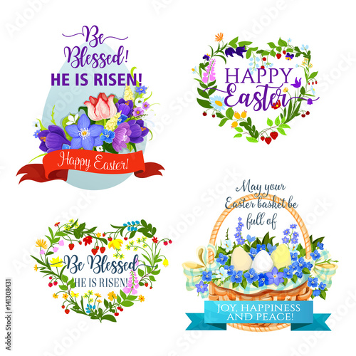 Vector Easter icons and paschal symbols