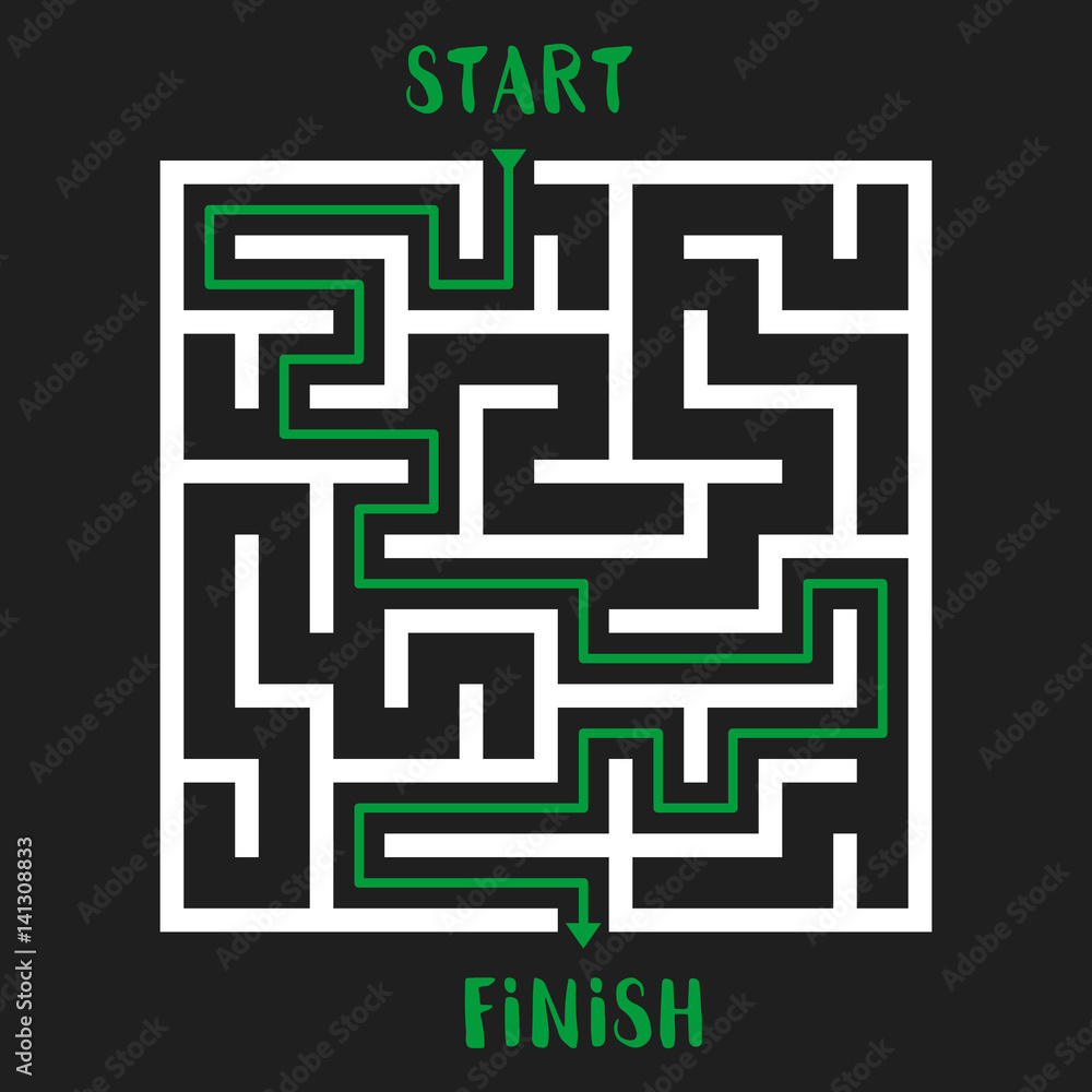 Maze Game with solution. Labyrinth with Entry and Exit. Vector Illustration. Maze Game with solution. Labyrinth with Entry and Exit. Vector Illustration.