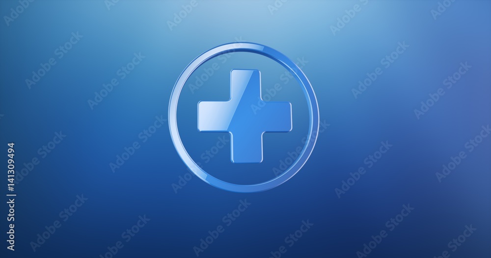 Obraz premium Medical Cross Blue 3d Icon