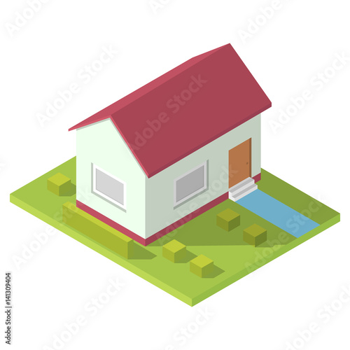 Isometric house with a long shadow