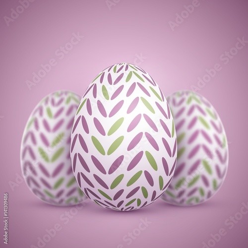 Illustration of Photorealistic Vector Easter Egg Set. Happy Easter Painted Vector Egg