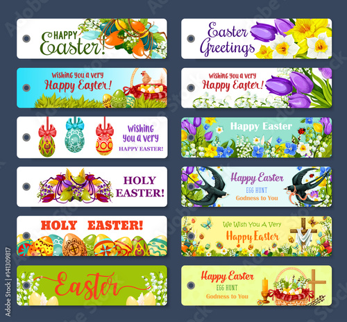 Easter greeting tag and Egg Hunt gift label set
