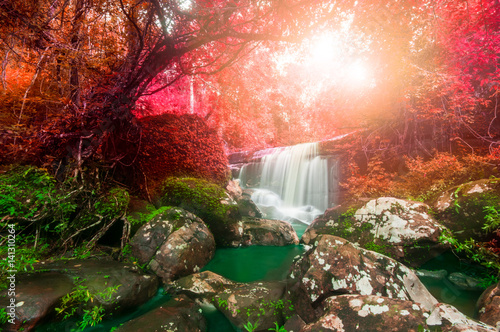 Waterfall in autumn forest at Phulungka National Park,Nakhonphanom, Thailand photo