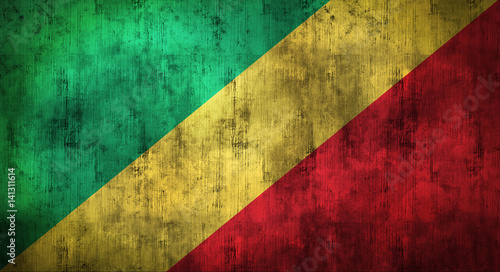 Grunge crumpled Congo flag. 3d rendering